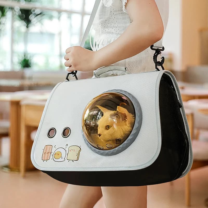Zaino Trasportino per Gatti a Forma di Capsula Spaziale | Borsa da Viaggio Portatile per Animali Domestici con Cupola Trasparente, Trasportino Approvato dalle Compagnie Aeree per Gatti e Gattini