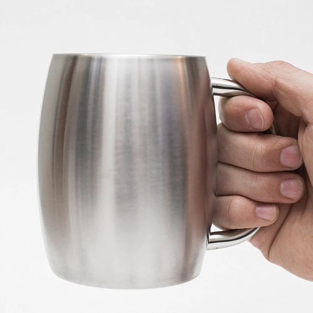 Tazza da birra durevole in acciaio inossidabile con doppia parete isolante Tazza da acqua da ufficio da 420 ml Tazza termica leggera