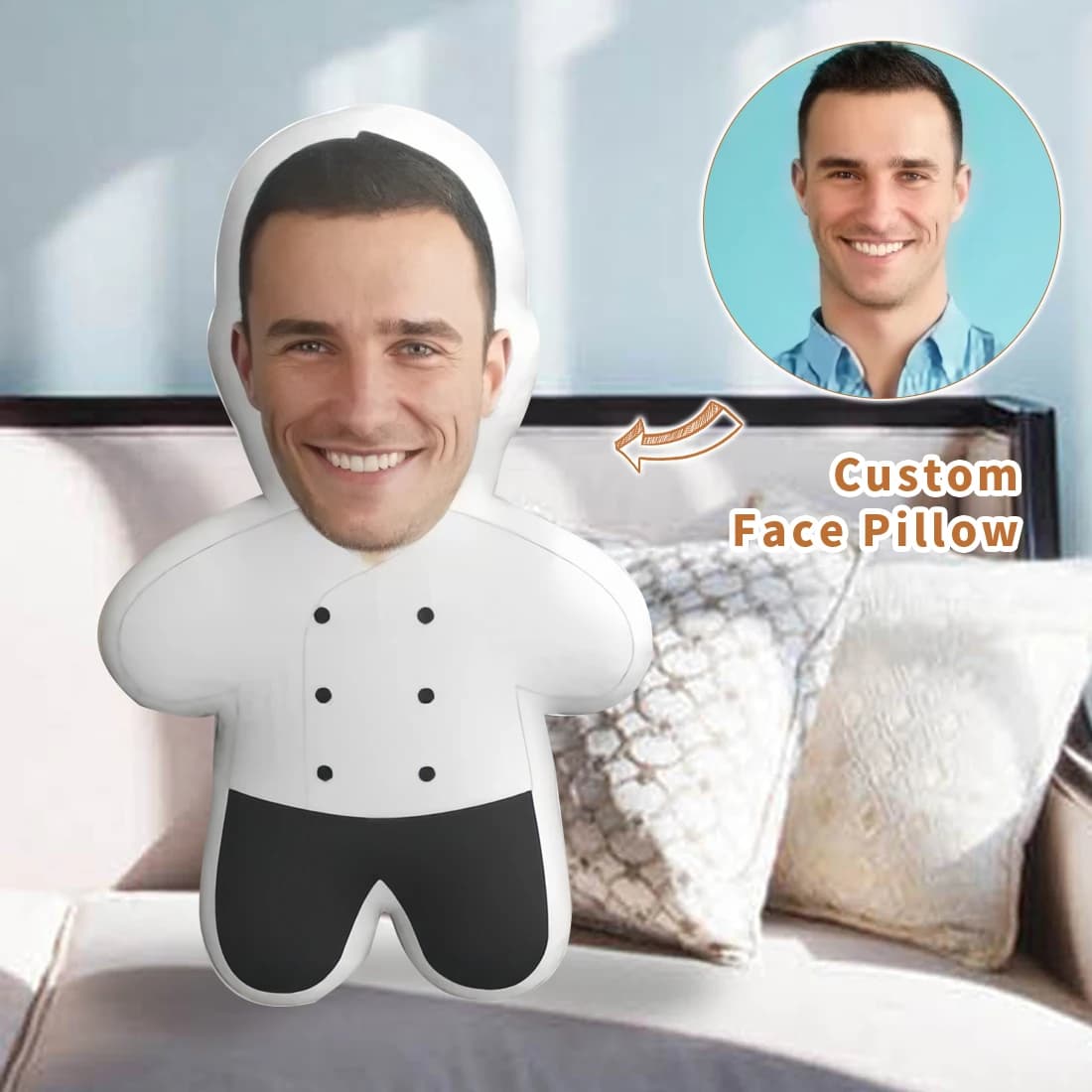 Regalo di San Valentino Cuscino Personalizzato Stampato in 3D a Forma di Viso, Realizzato in Morbida Fibra di Poliestere