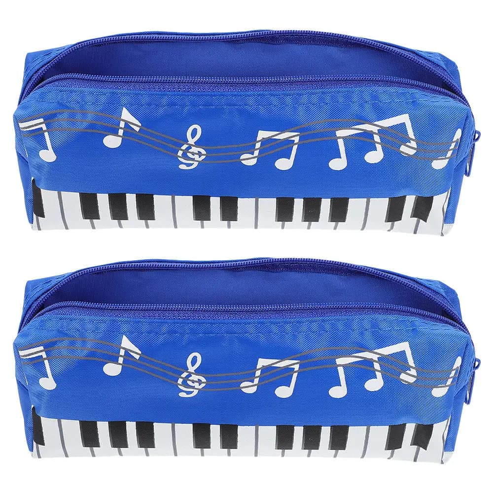 Astuccio in tela con design a tastiera di pianoforte, 2 pezzi, morbido, con cerniera, per pennelli da trucco, custodia per cancelleria per scuola, lavoro e viaggi