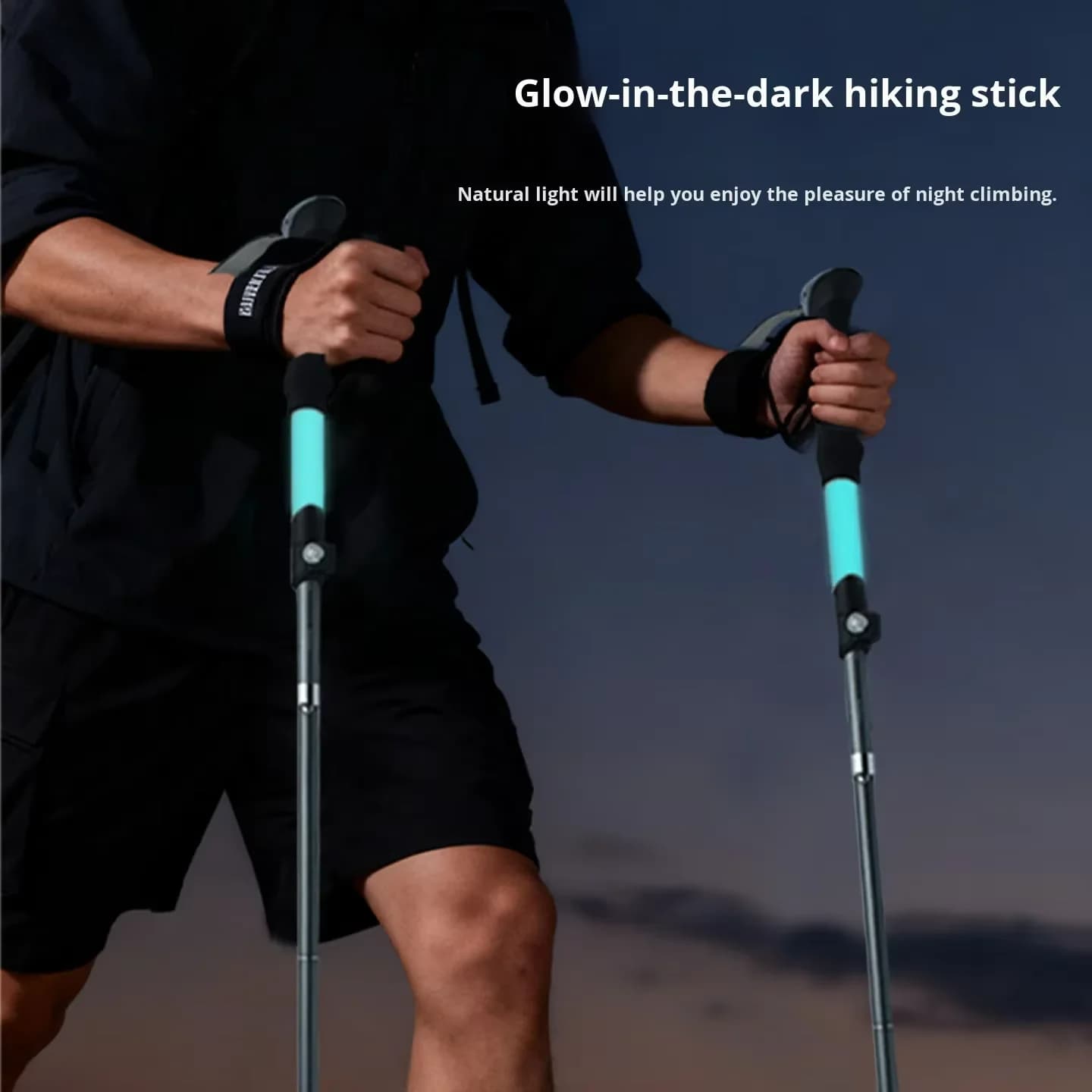 Lightweight Aluminum Alloy Luminous Trekking Pole External Lock Foldable For Camping Hiking Climbing