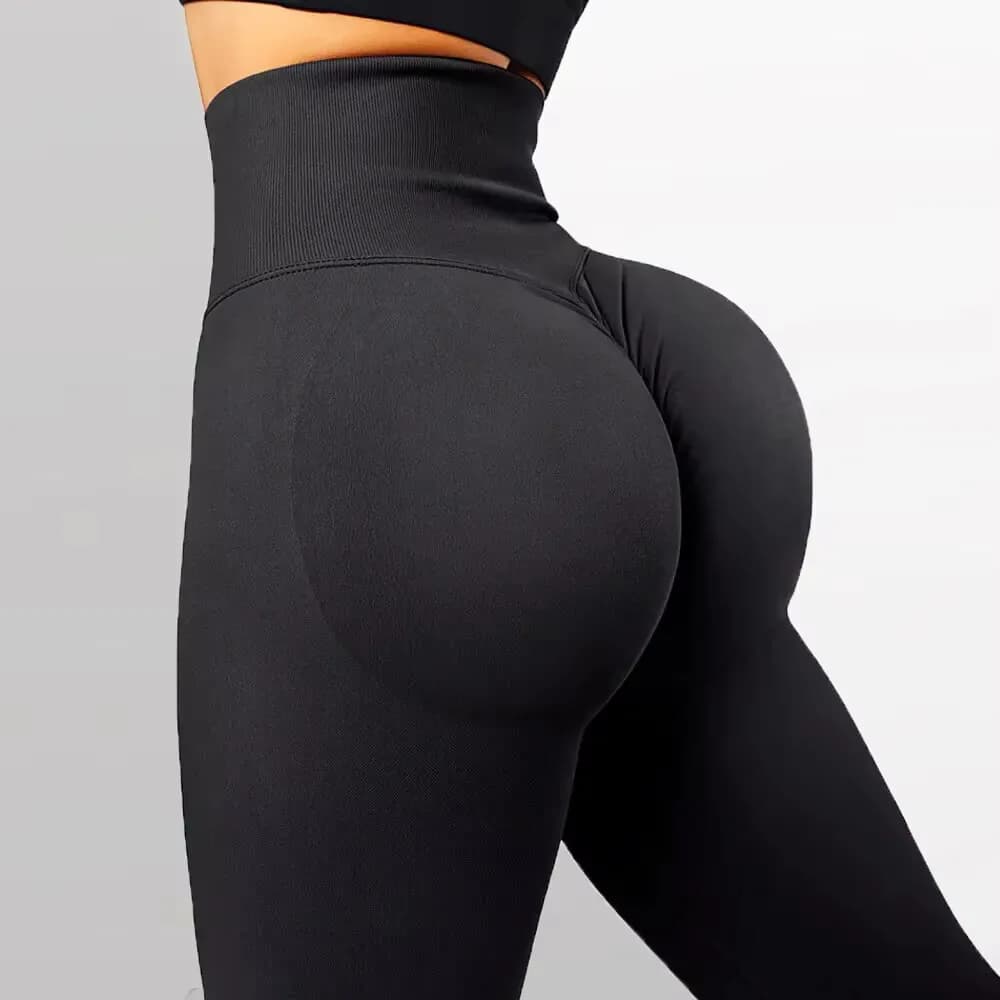 Pantaloni da yoga solidi a vita alta da donna Sollevamento del sedere Controllo della pancia Stretch a 4 vie Allenamento Fitness Leggings da corsa Abbigliamento traspirante