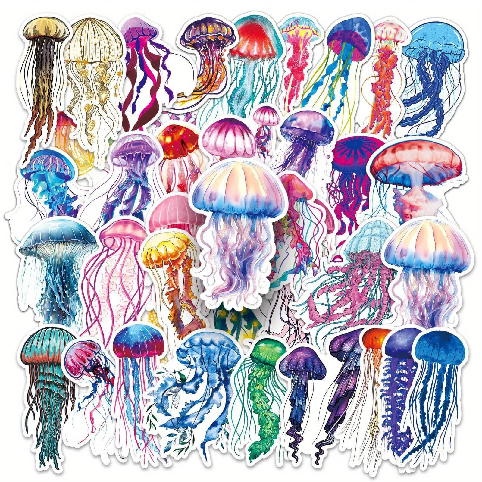 50 adesivi divertenti con graffiti a forma di medusa, decorativi per bottiglie d'acqua, caschi di sicurezza, bagagli, biciclette, skateboard