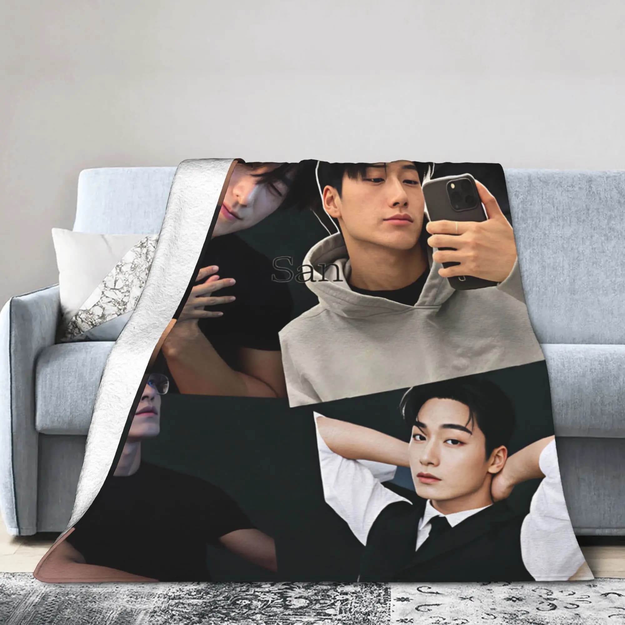 Choi San Singer Super Warm Blanket Boy Girl Plush Throw Blanket Graphic Couch Chair Flannel Bedspread Sofa Bed Cover