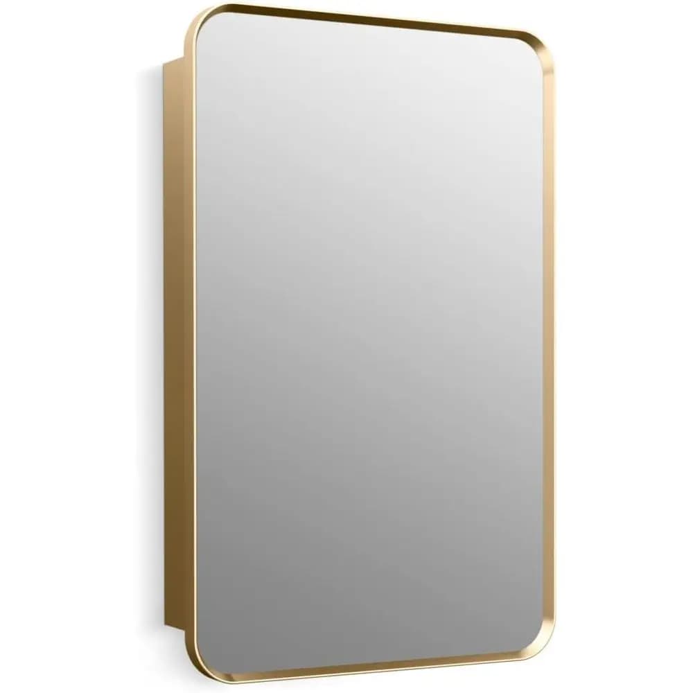Verderaed Armadietto da bagno con specchio, 22 W x 34 H, rettangolare, interno a specchio, ripiani regolabili, antiruggine, Brus