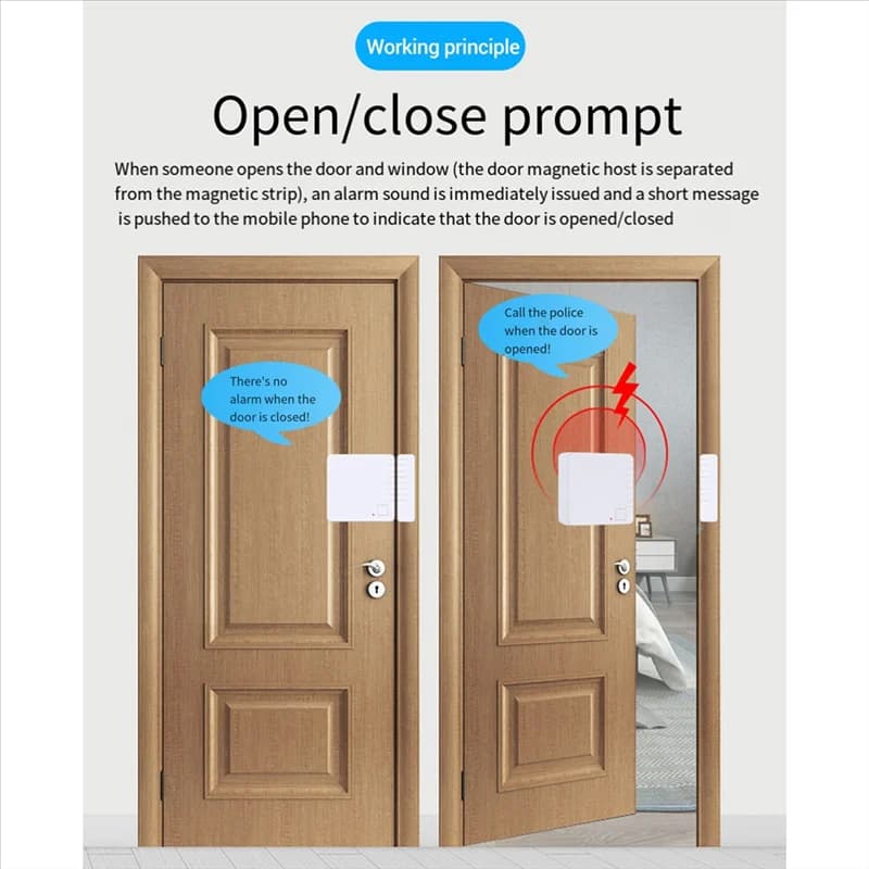 HFES Tuya Wifi Smart Home Door Window Safe Alarm Wireless Smart Door Window Sensor System For Home Door Window