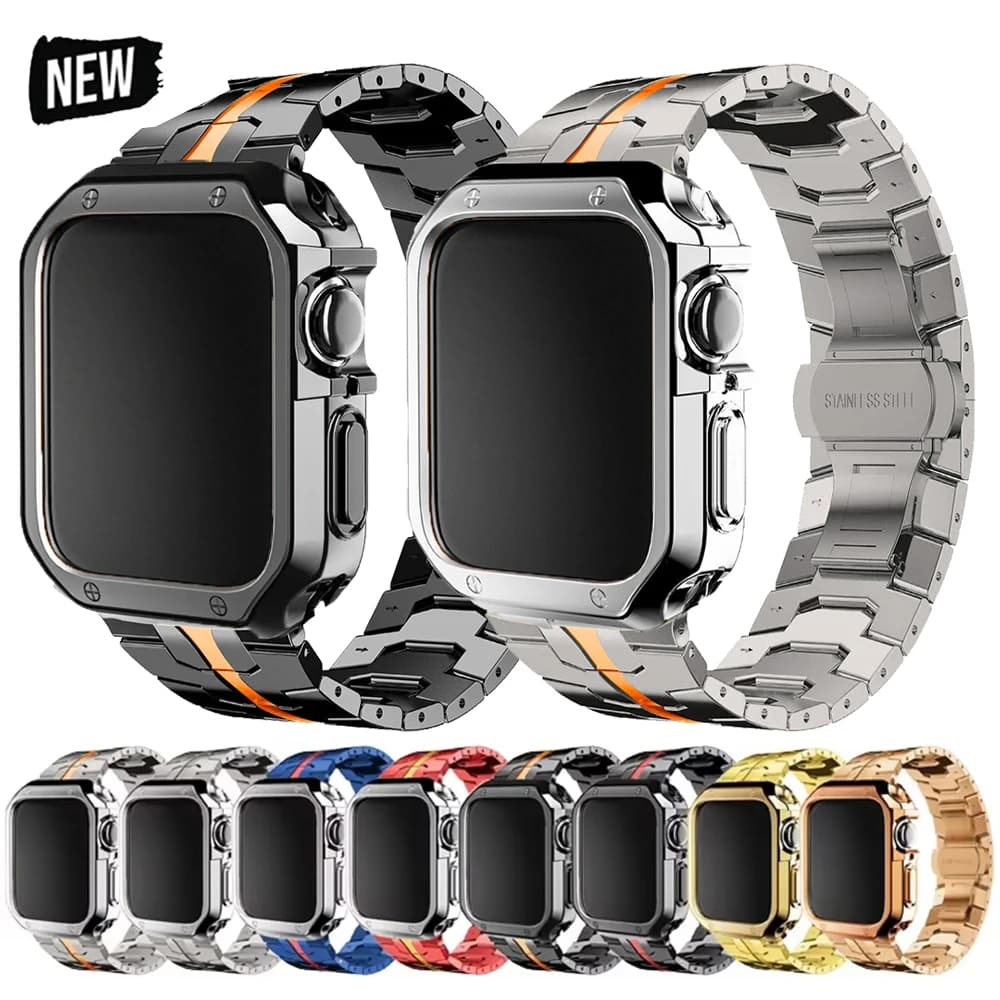 Cinturino in acciaio inossidabile + custodia in TPU per Apple Watch 49mm 46mm 45mm 44mm cinturino + custodia per cinturino serie 10 9 8 7 6 5 4 SE Ultra
