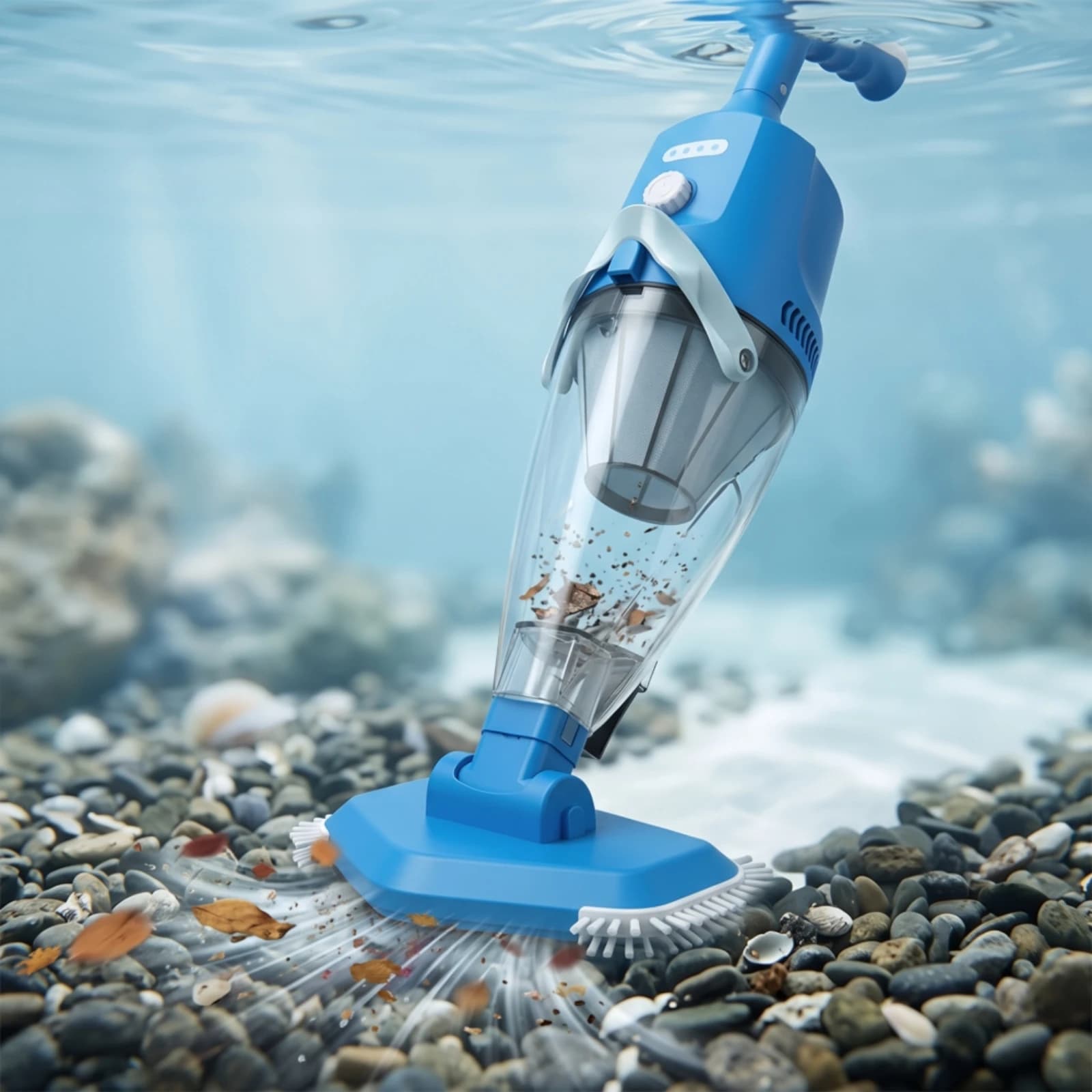 Pool Vacuum Rechargeable Underwater Vacuum Underwater Cleaner with Telescopic Pole Lightweight Easy to Assemble for Pond Keepers