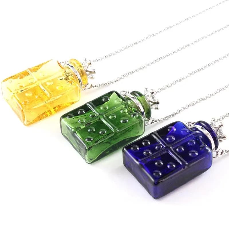 Crown Cap Mini Glass Perfume Bottle Aroma Locket Necklace, Essential Oil Diffuser Pendant