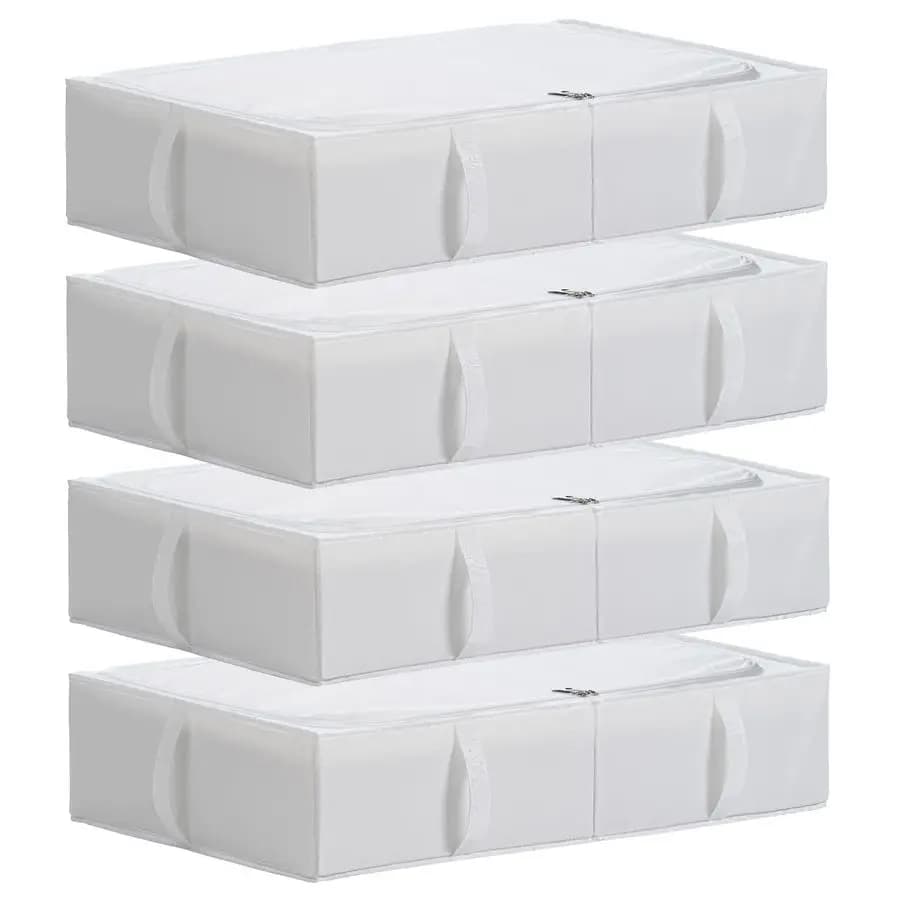 Storage containers under the bed, made of durable, washable, folding fabric, for clothes, blankets, sheets, shoes