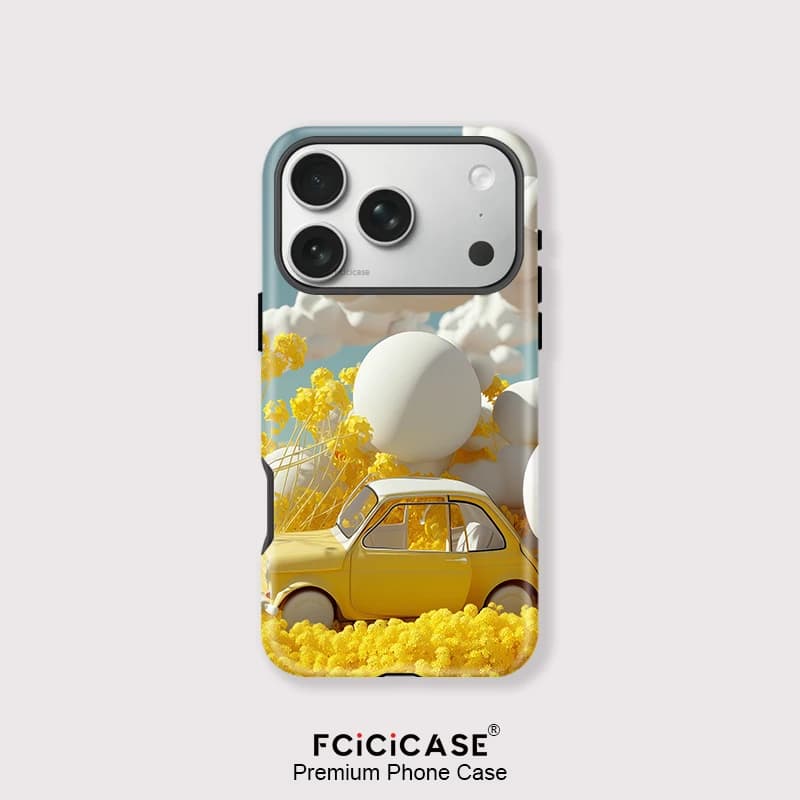 Custodia Magnetica Fcicicase per iPhone con MagSafe, Compatibile con iPhone Air 16 17 15 Pro Max 14 13 12 Pro 11 16 Plus, Cover Opaca con Simpatico Cartone Animato Auto