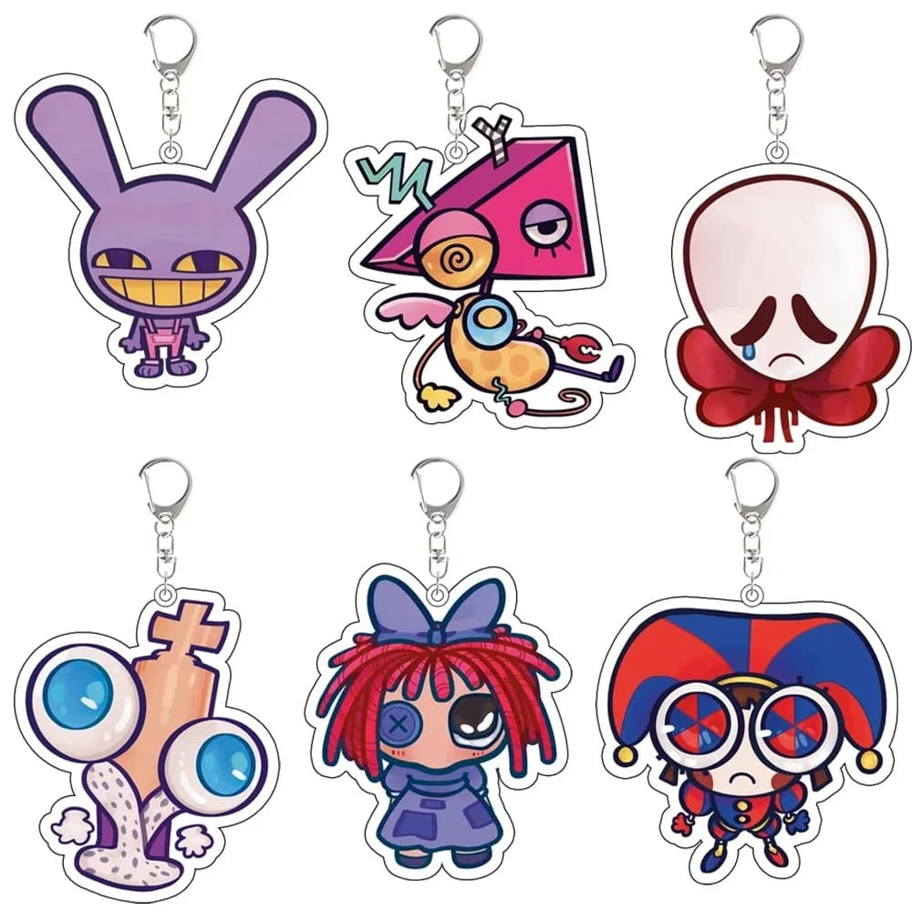 Portachiavi in acrilico Anime Digital Circus (Pomni, Jax, Ragatha, Gangle, Kinger, Zooble) - Accessori per zaino a tema cartoni animati, idea regalo