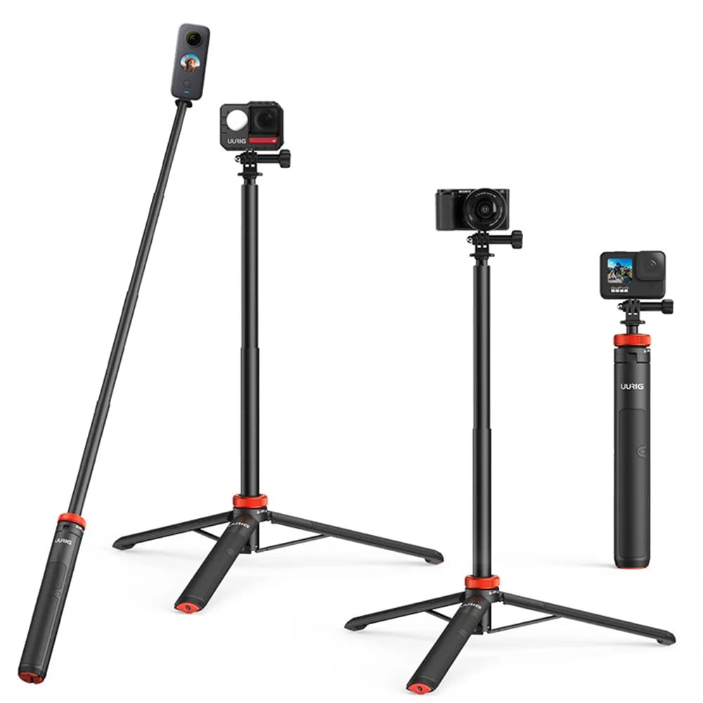 UURIG Selfie Stick Tripod for GoPro 12 11 Insta360 Action Camera Treppiede Selfie Stick Manopole Prolonging Auction GoPro Accessories