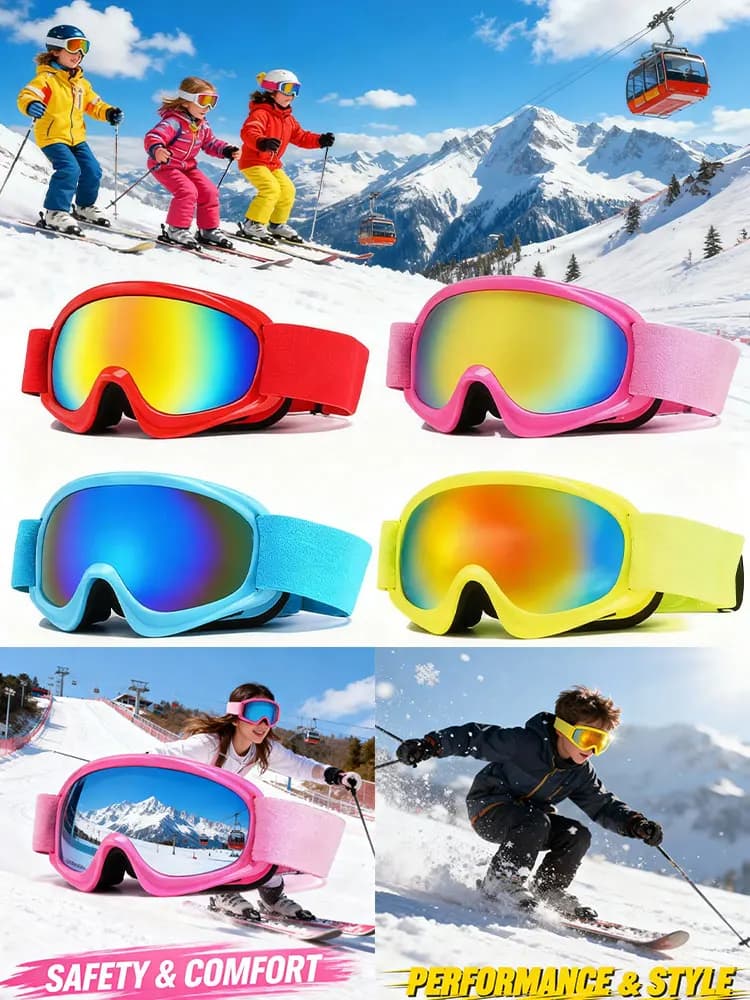 JSJM Bambini Bambini Occhiali da sci Età 4-14 Anti-appannamento UV400 Occhiali da neve Outdoor Inverno Snowboard Bambini Occhiali da sci Regalo di NATALE
