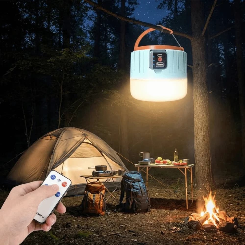 Solar Powered LED Camping Light Remote Control IPX6 Waterproof Tent Light Power Bank Function Durable Construction