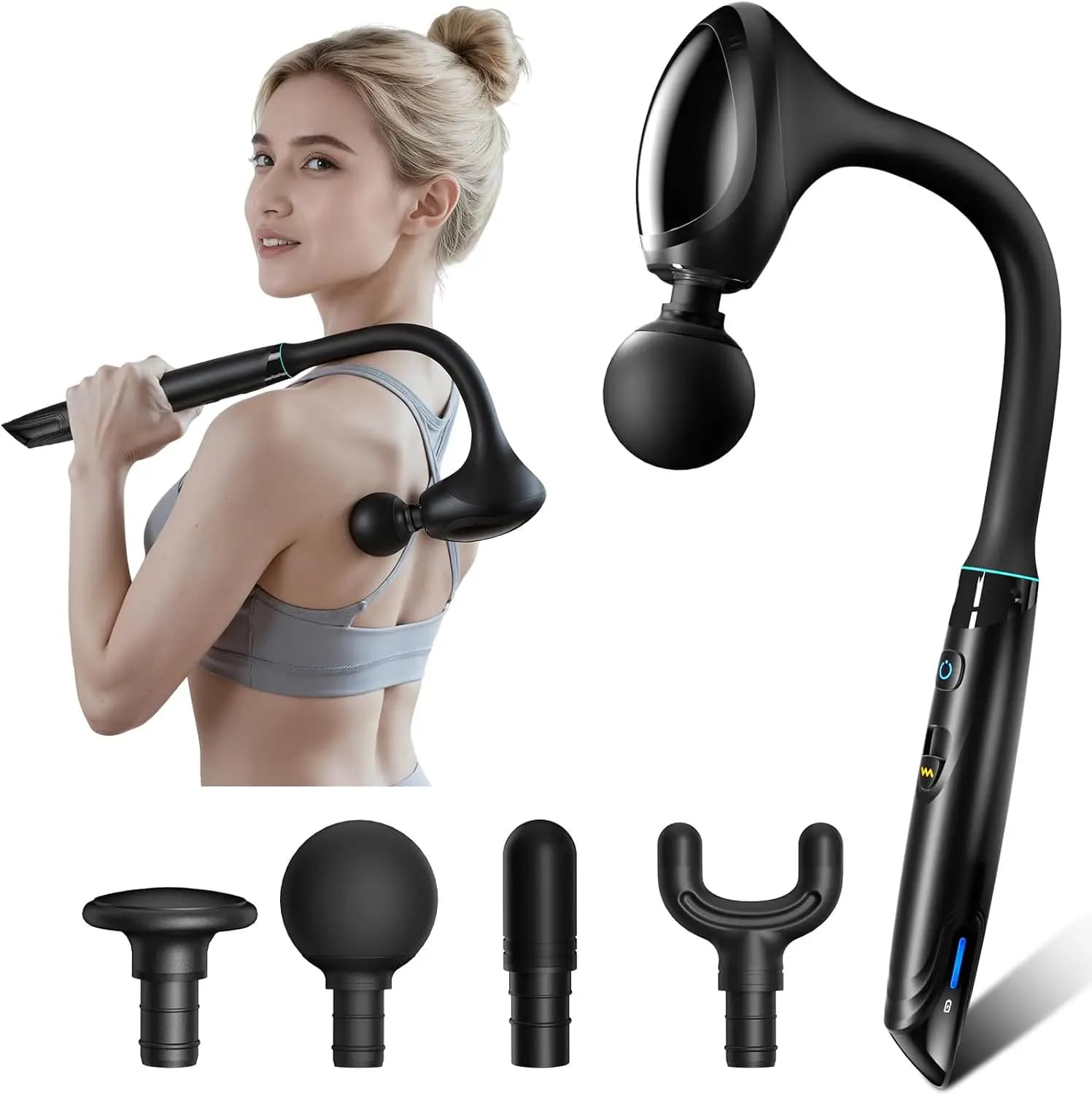 Deep Tissue Massage Gun, Adjustable Speed, 4 Heads, Quiet & Long Battery Life