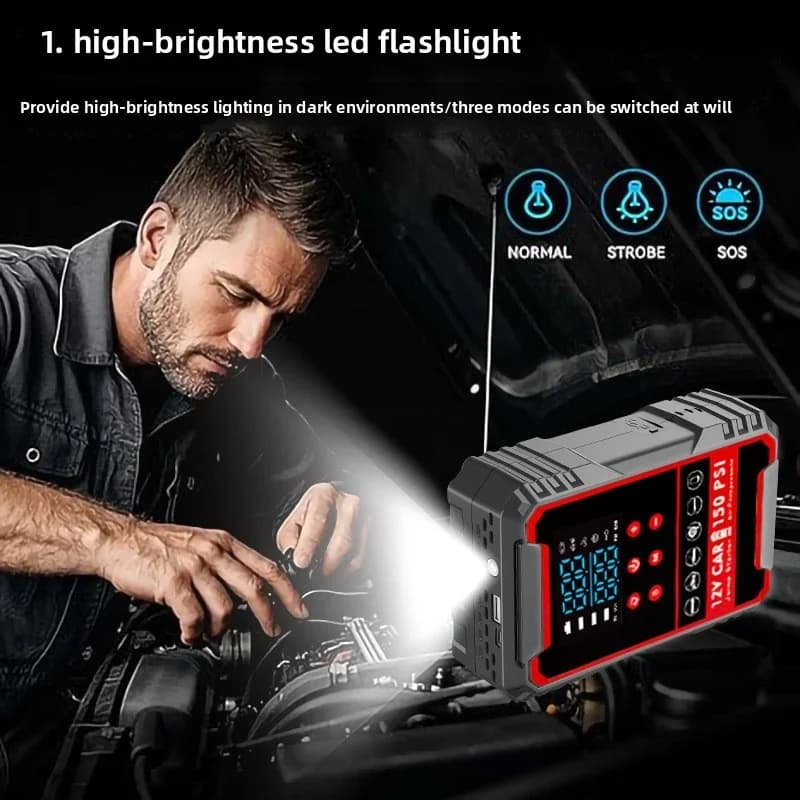 Kit di emergenza per auto tutto in uno da 29600 mWh: avviamento di emergenza con compressore d'aria integrato e banca di potere di ricarica di backup
