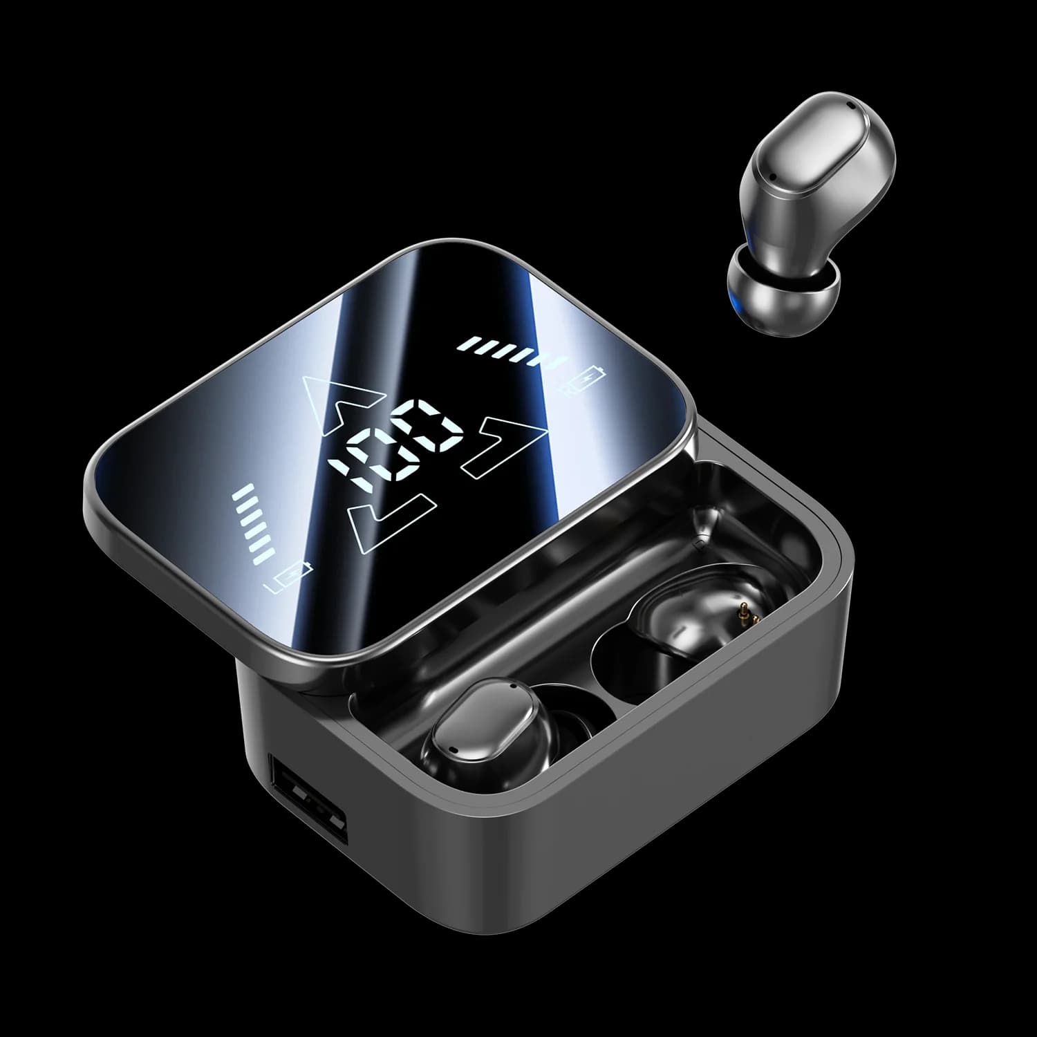 Auricolari Bluetooth TWS con display LED, bassa latenza per il gaming, bassi profondi, riduzione del rumore, cuffie da gioco impermeabili IPX4