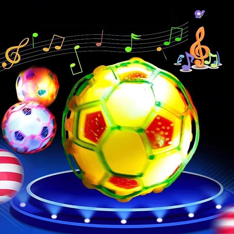 Lighted musical football ball with jump rope, flashing LED bouncing ball for kids party entertainment