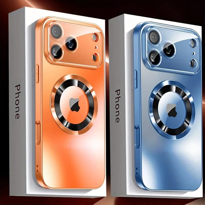 Phone Case: Luxury Titanium Metallic Matte Case For iPhone 17 16 15 14 13 12 Pro Max For Magsafe Glass Lens Magnetic back Cover