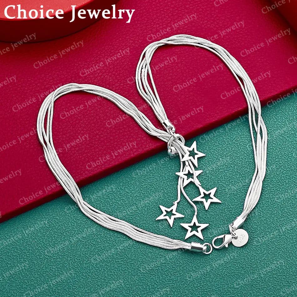 925 Sterling Silver Star Chain Necklace for Women, Anniversary Gift, Popular Fashion Romantic Jewelry