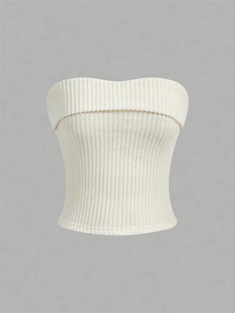 Women Rib-knit Tube Top Summer 2024 Y2K Clothes Grunge Punk Solid Strapless Sleeveless Slim Fit Crop Top Tank Tee Streetwear