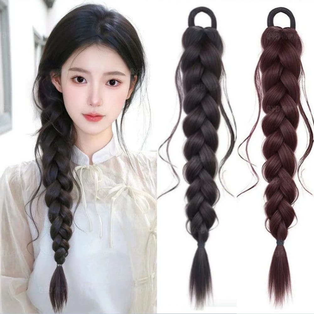 Coda di cavallo a treccia a coda di pesce da 18 pollici, sintetica, resistente al calore, accessori per capelli naturali per donna, per styling quotidiano e feste