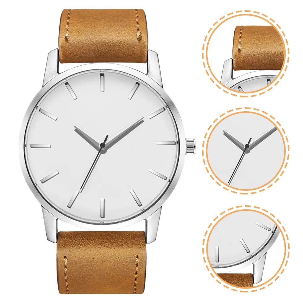 Orologio casual semplice da uomo con quadrante grande, cinturino in PU, stile robusto e maschile, non irritante, delicato sulla pelle, per testimoni di nozze