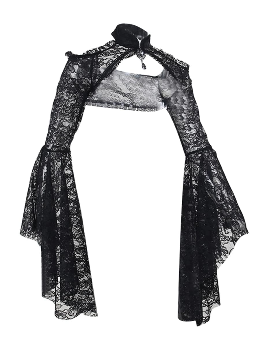 Costume da donna di Halloween Regina gotica Coprispalle in pizzo Top corto per abiti da festa e eventi di ruolo cosplay
