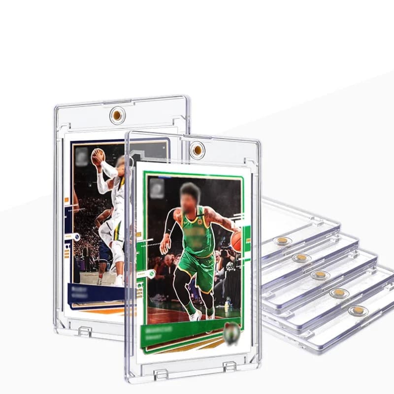 10 pezzi porta carte trasparente 35pt tipo di attrazione magnetica vetrina per carte sportive per custodia protettiva in plastica dura da basket TCG