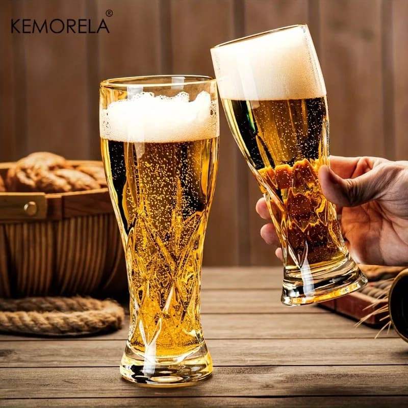1/2 Bicchieri da Birra in Vetro da 400 ml, Bicchieri per Birra Artigianale, Vodka, Liquori e Bevande Alcoliche Forti, Bicchieri da Festa Roostertail