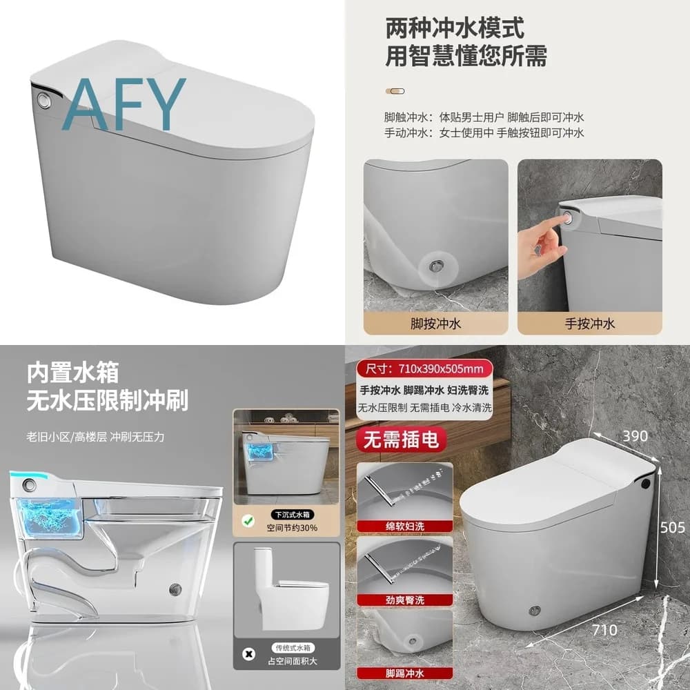 Smart Heated Bidet Toilet Seat with Plug-in Design Siphon Flush Warm Water Wash Light for Women and Hip Cleaning for