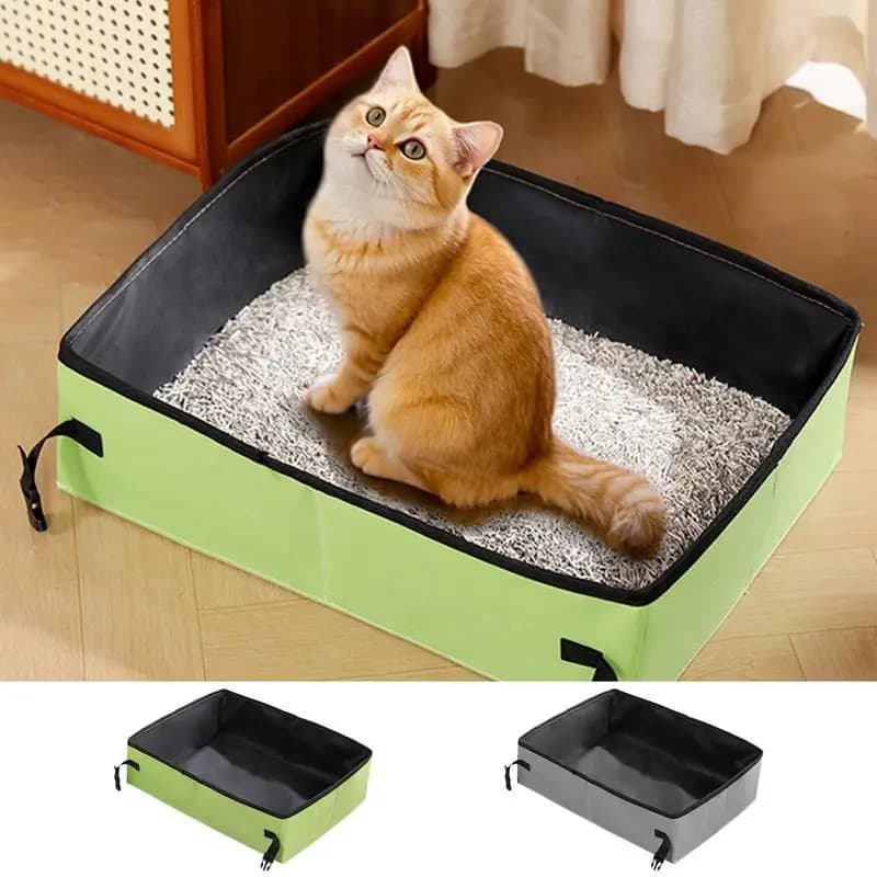 Lettiera portatile Vassoio per WC per animali domestici Toilette compatta per gatti a tenuta stagna per viaggi in auto Campeggio Facile giro in auto Viaggio su strada Hotel Stays