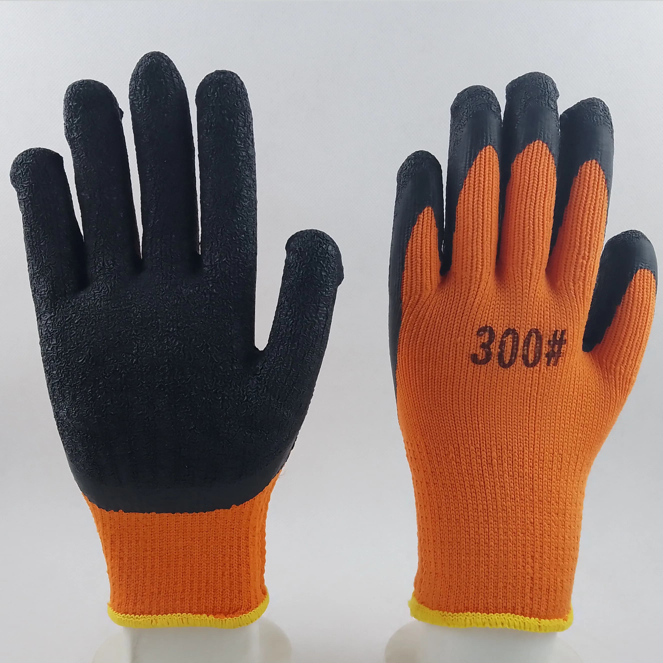 guanti da lavoro invernali antiscivolo resistenti all'usura indumenti di sicurezza per officina di costruzione guanti di sicurezza in lattice increspato nero con rivestimento sul palmo