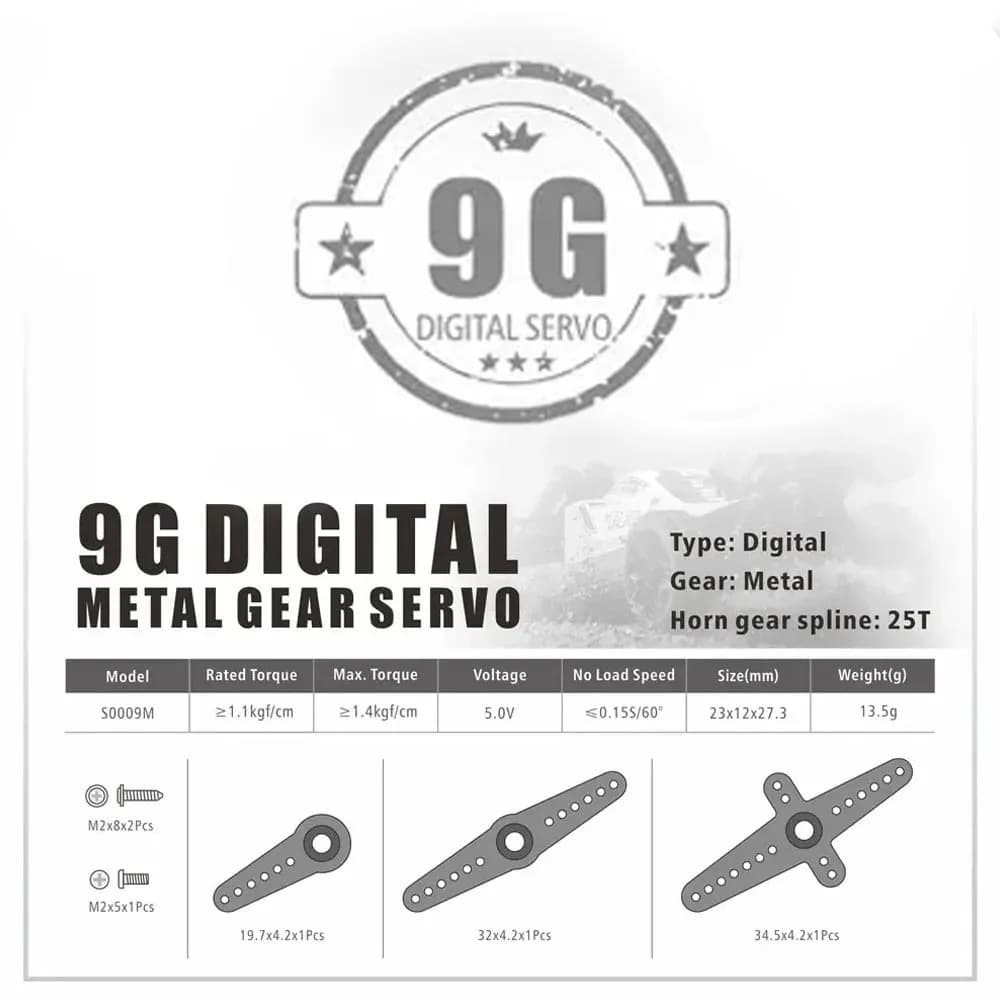 1/3/6/9 Pezzi SURPASS HOBBY Servo Digitale 9g con Ingranaggi in Metallo 1.9KG 4.8-6V per Aerei RC 1/8 1/10, Auto ad Ala Fissa, Robot, Barche Wltoys Axial