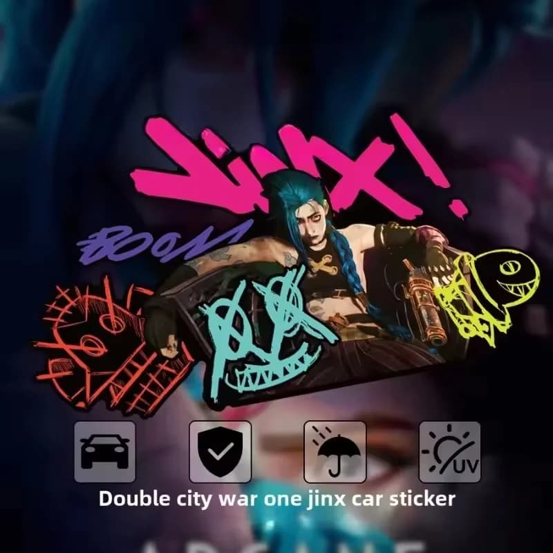 Wall decal Reflective for Auto Arcane Jinx Graffiti, Decalcomania for Electric Motorcycle Window, Decorative accessory for Vehicles Souls and Video Games