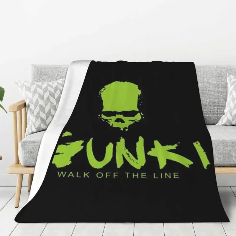 Coperta Personalizzata con Logo Gunki, Morbida in Pile, Calda per Primavera e Autunno, Plaid in Flanella per Divano, Casa, Letto