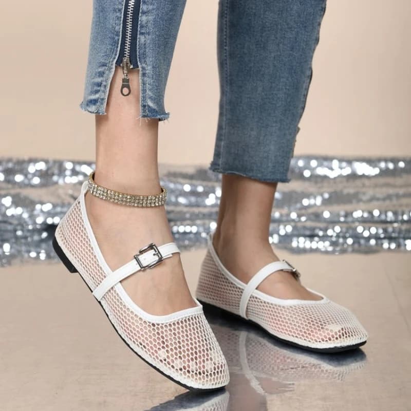 Sandali da donna con punta tonda e bocca poco profonda, a rete, nuovi, estivi, traspiranti, con cinturino antiscivolo, suola morbida, antiscivolo, piatti