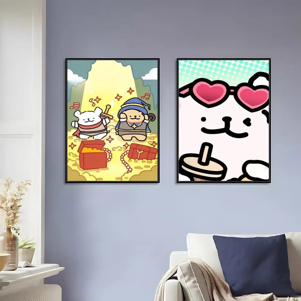 Cute Maltese Painting Calligraphy Canvas Painting Art For Bathroom, Living Room Home Wall Decor Picture
