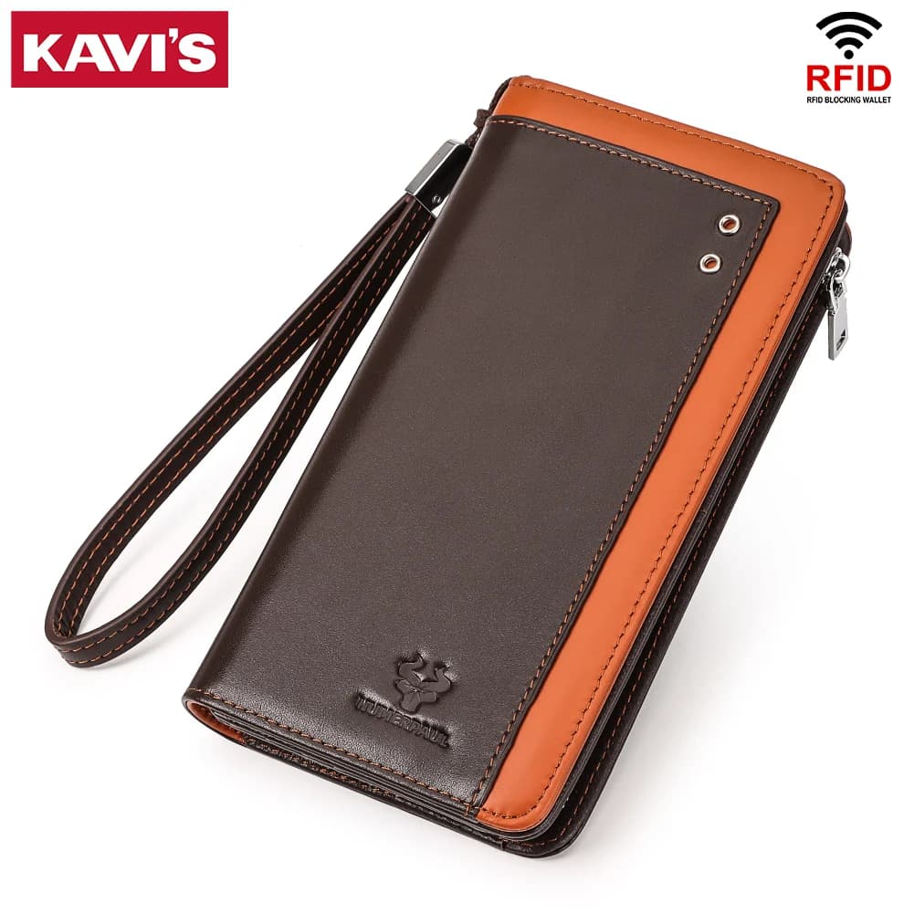 Portafogli lunghi in vera pelle per donna pochette per telefono moda RFID proteggi porta carte di credito borsa da viaggio con tasca Ziper