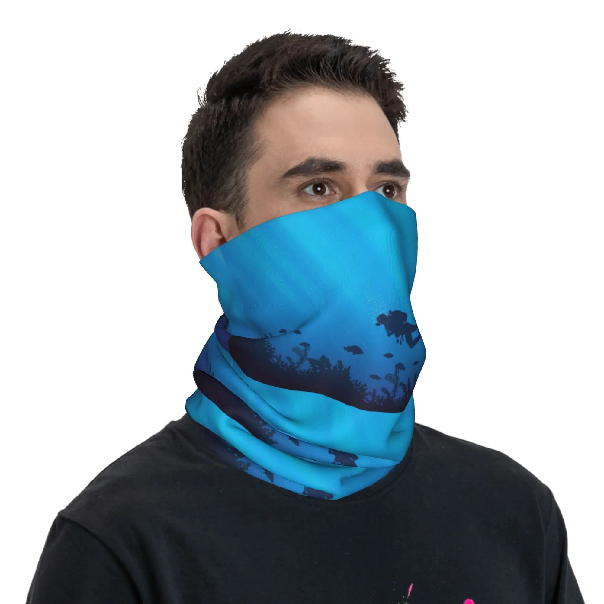 Scuba Diving Dive Pattern Bandana Ghetta per il collo Stampata Maschera avvolgente Sciarpa Sciarpa da ciclismo multiuso Equitazione Unisex Adulto per tutte le stagioni