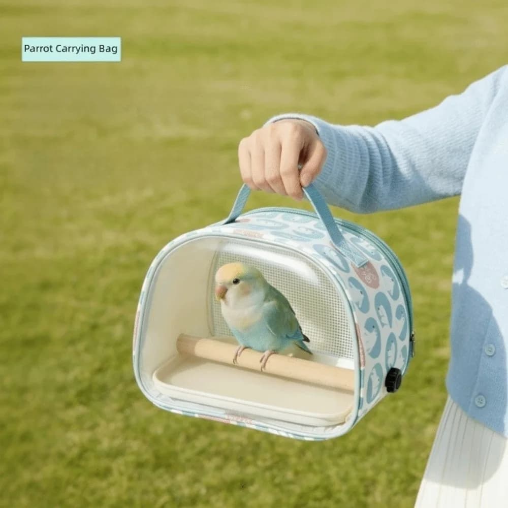 Handheld Pet Carry Bag Breathable Wood Standing Bird Carrier Bag Transparent Window Multifunctional Small Pet Bag Birds Parrots