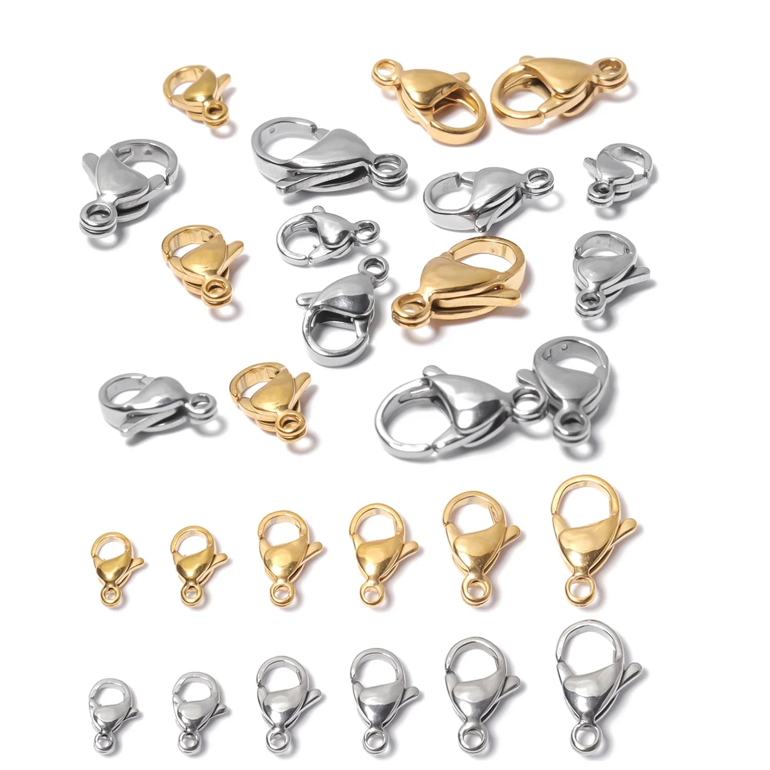 20pcs Stainless Steel Gold Color Lobster Clasp Hooks For Jewelry Making Necklace Bracelet Chain DIY Supplies Accessories Finding