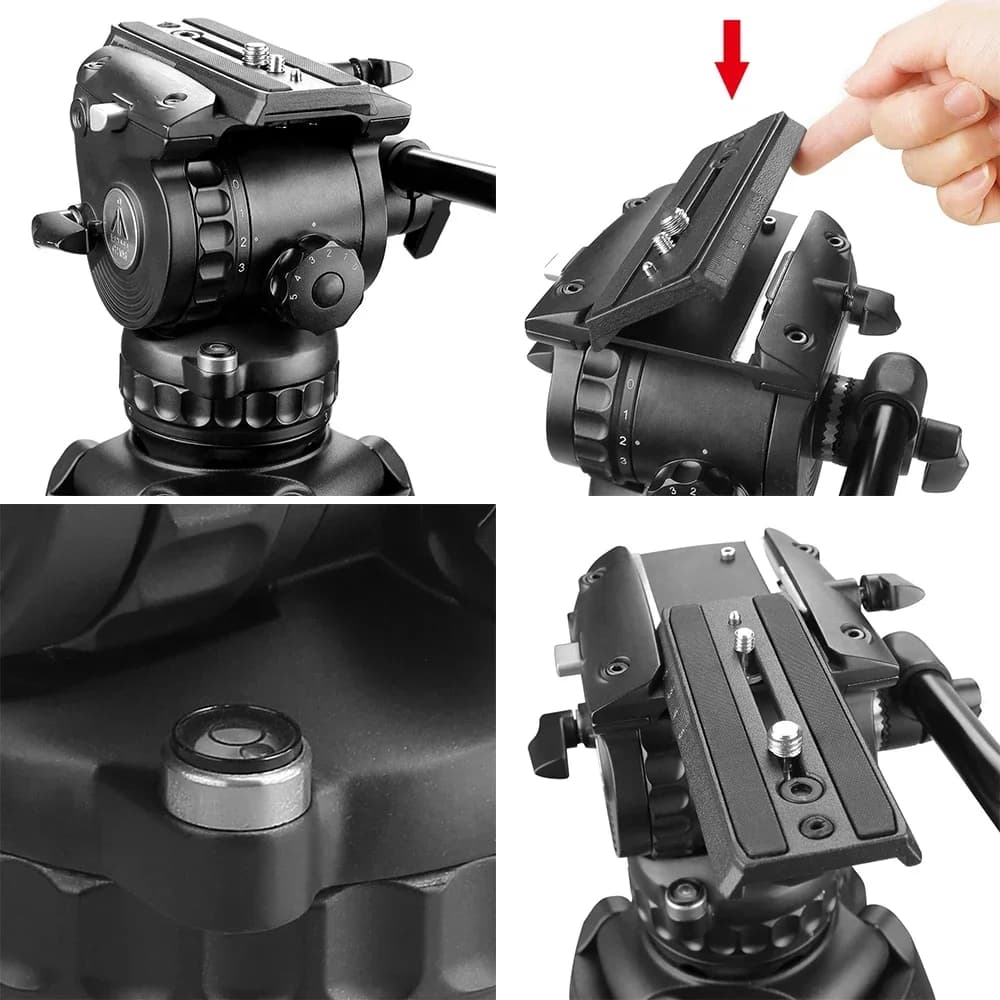 IN MAGAZZINO E-IMAGE EG06C2 Sistema treppiede in fibra di carbonio con testa fluida per supporto per fotocamera per videocamera