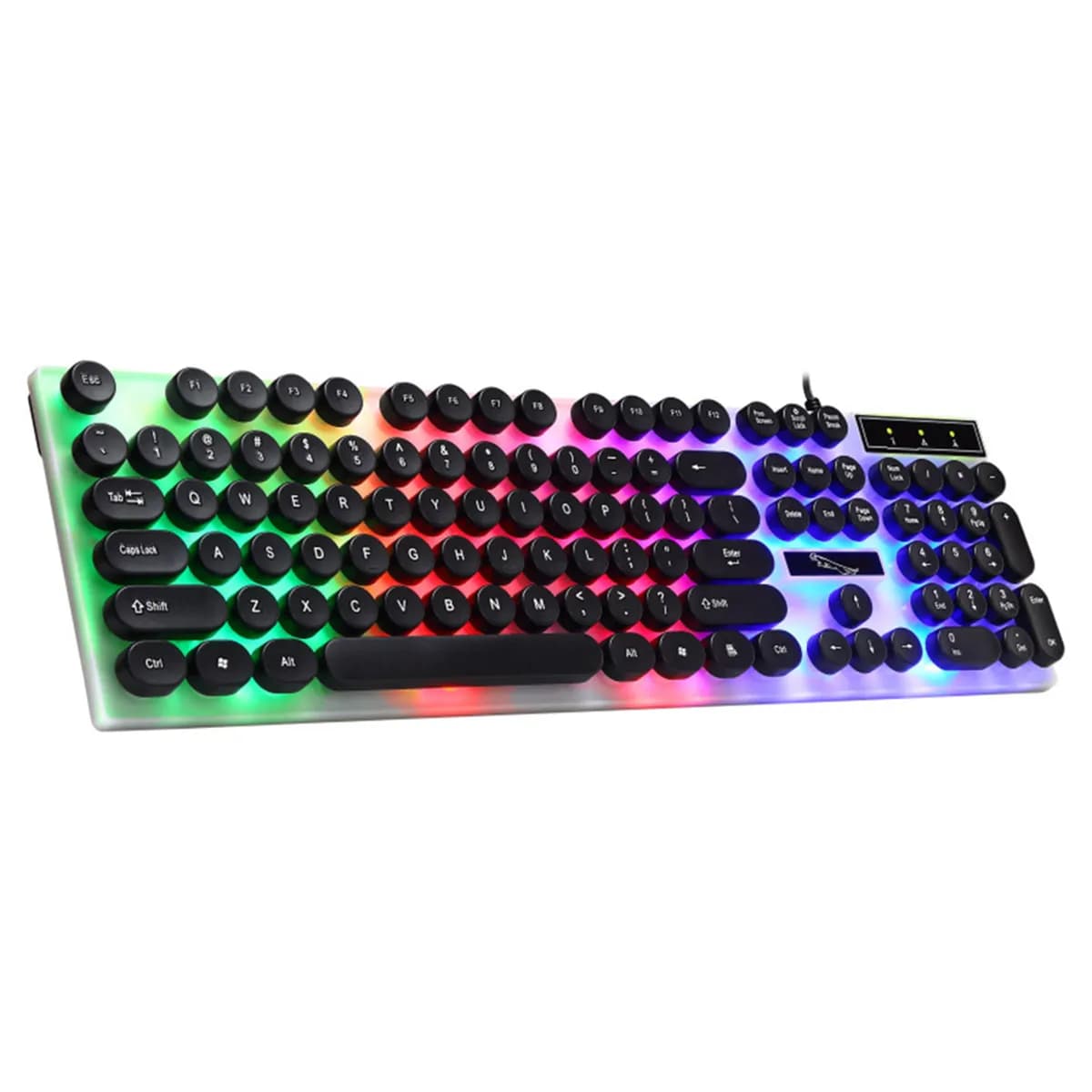 USB Glowing Keyboard with Round Keys Creative Sleek Design Comfortable Tactile Feedback Portable for Computer Phone Tablet