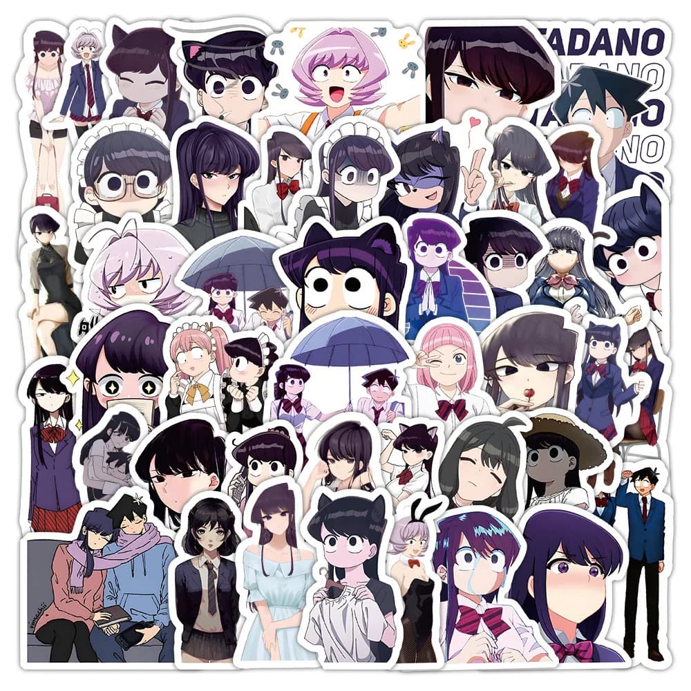 60 PZ Japan Anime Komi Non Può Comunicare Adesivo Divertente Decorativo Doodle Decalcomania Impermeabile Giocattoli FAI DA TE Tazza di Acqua Notebook Scrivania Bici