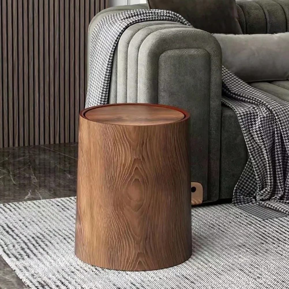 Retro Grain Pp Plastic Cube Trash Can High-capacity Waterproof Wastebasket Recycle Bin For Kitchen Bathroom Home Decoration
