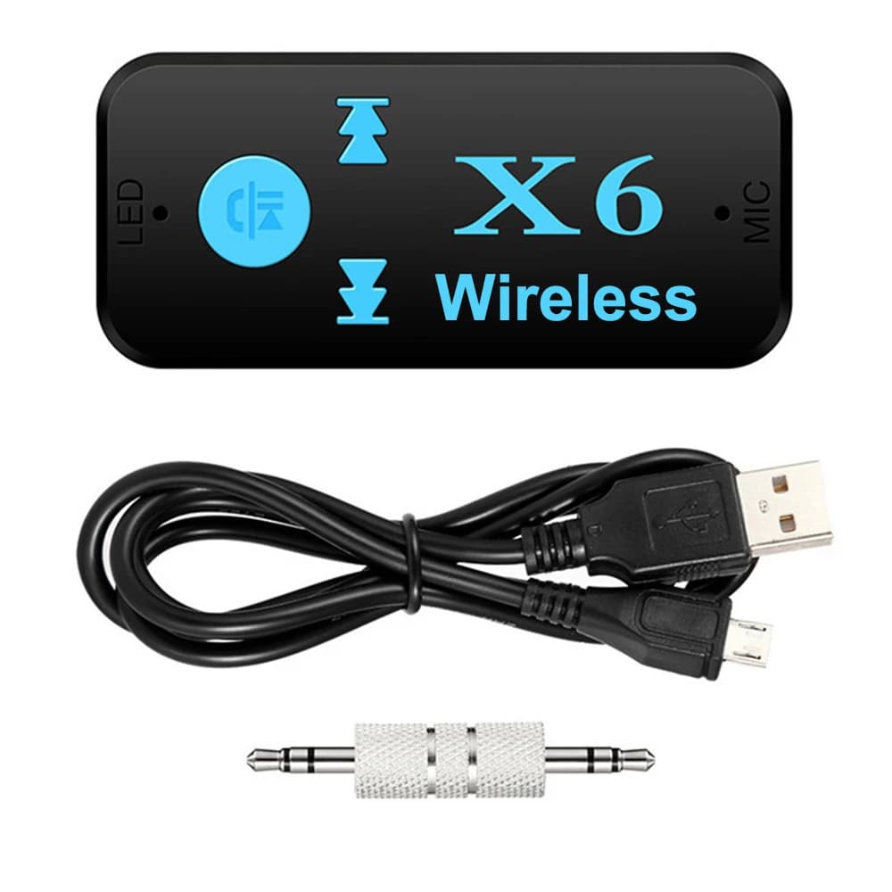 Bluetooth compatible wireless adapter 3in1 USB receiver X6 3.5m audio jack TF card reader Support for MIC calls Speaker for car Headphones