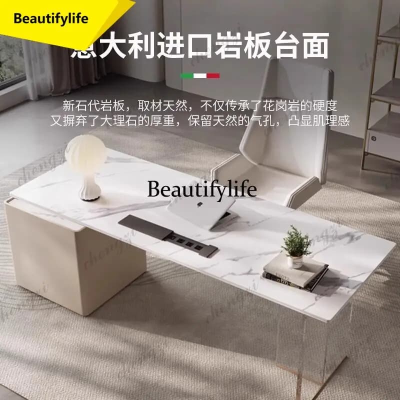A17 Nordic Sintered Stone Office Desk Modern Design Writing Desk Computer Executive Desk Floating Sense Office Furniture mueble