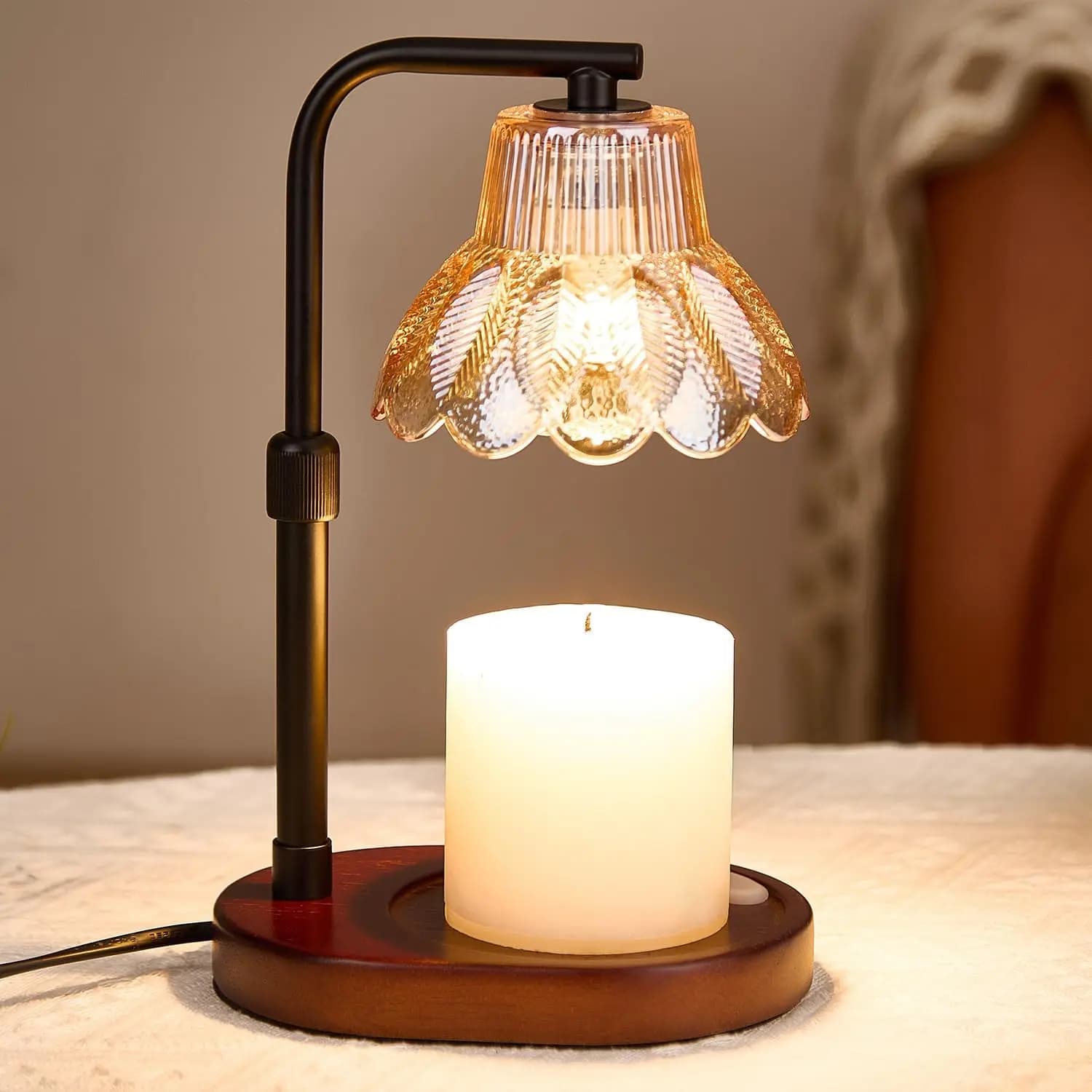 Candle Warmer Lamp with Timer & Dimmer, Adjustable Height for Safe Scented Wax Melting, Home Decor Gift for Women Mom